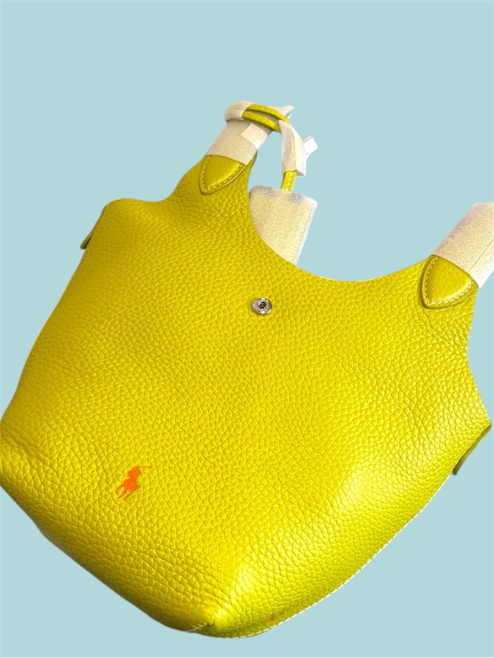 Ralph Lauren polo play Small Lime Green Leather Tote - Picture 3 of 3